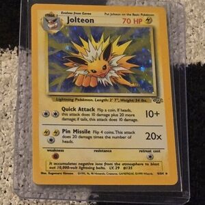first edition holographic Jolteon 4/64 Pokémon card from the Jungle set